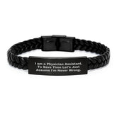 Physician Assistant Humor Interlaced Leather Bracelet Gifts from Friends Funny Birthday Presents for Physician Assistant - Image 1